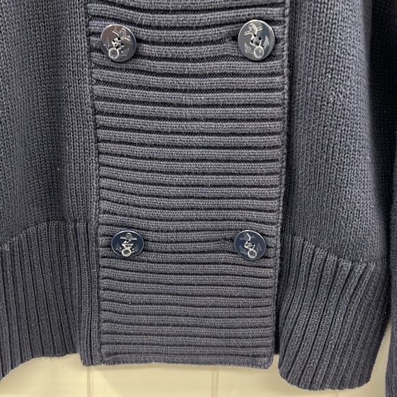 Lauren Ralph Lauren Cardigan Faux Double Breasted Button Sweater Navy Blue Large - Picture 6 of 9